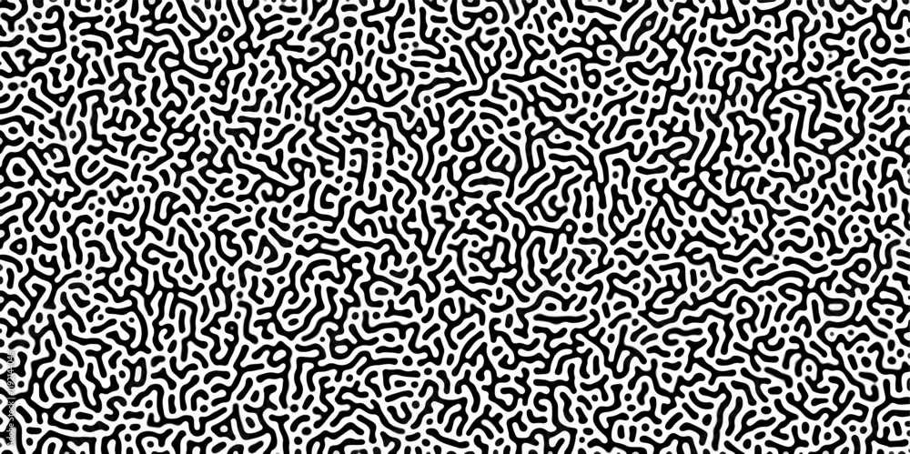 Poster organic seamless patterns with rounded lines diffusion reaction background. monochrome background of