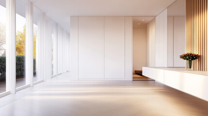 Elegant modern interior design with ample natural light in a contemporary space