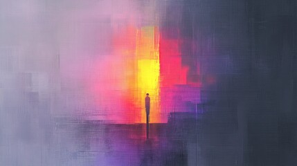 Psychedelic Glitch TV Static Pixel Noise Background with Cyberpunk Design and Dark Rainbow Relief Mesh - Retro Rave Aesthetic