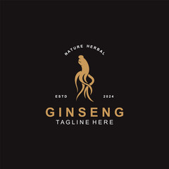 Ginseng logo herbal plant for medicine natural herbal design illustration idea