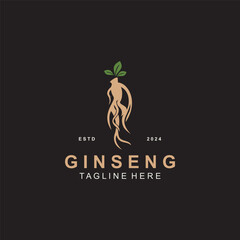 Ginseng logo herbal plant for medicine natural herbal design illustration idea