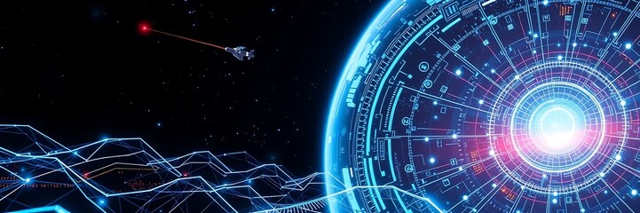 Digital Data, Digital Cyberspace with Particles and Digital Data Network Connections