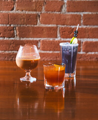 Cocktails on table at fine dining restaurant