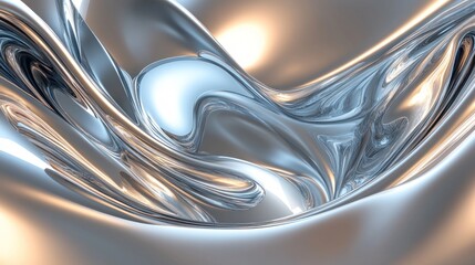 3D render of rounded lines forming an elegant and fluid abstract pattern, highlighted by soft gradients and realistic reflections