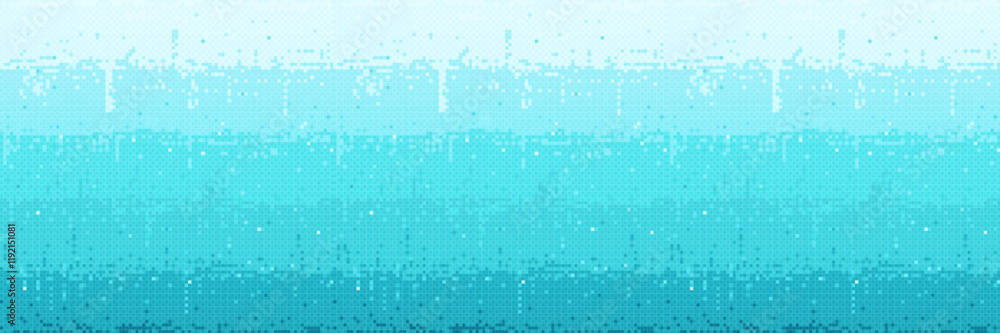 Poster blue pixel texture background. vector realistic illustration of color gradient bitmap with pixelated