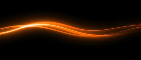 Black and orange abstract background showcases dynamic high-speed light effects. Generative AI