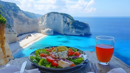 Greek Salad Beachside Lunch Stunning Ocean View