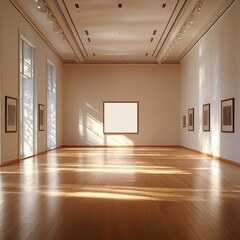 Obraz premium interior of gallery with blank frame