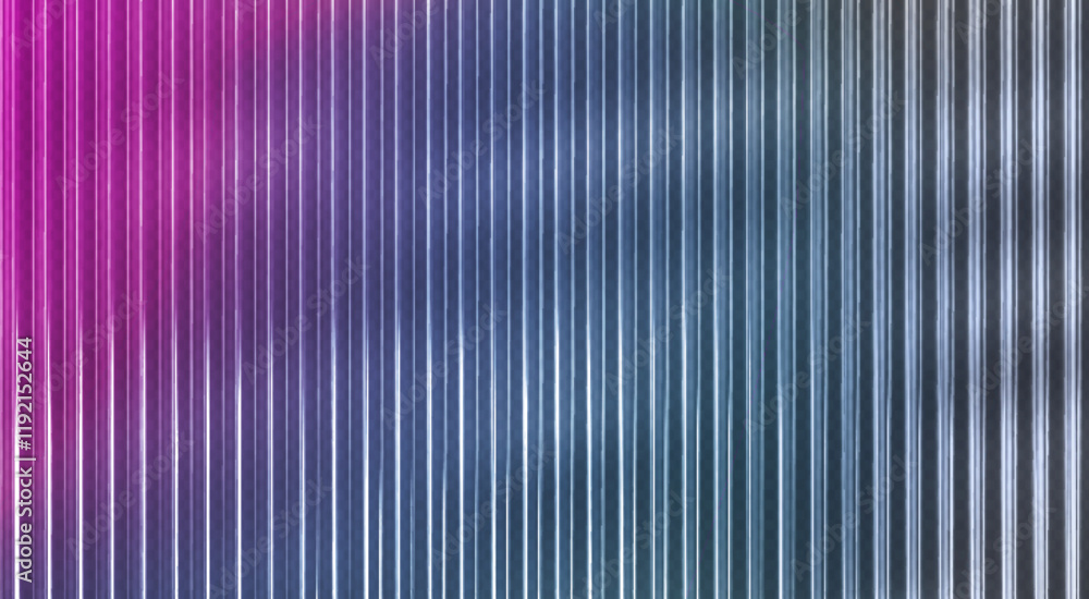 Poster glass ribbed surface with vertical stripes and iridescent gradient colors, soft light and shadows. r