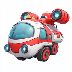 Colorful Cartoon Rescue Vehicle with Large Wheels and Lights