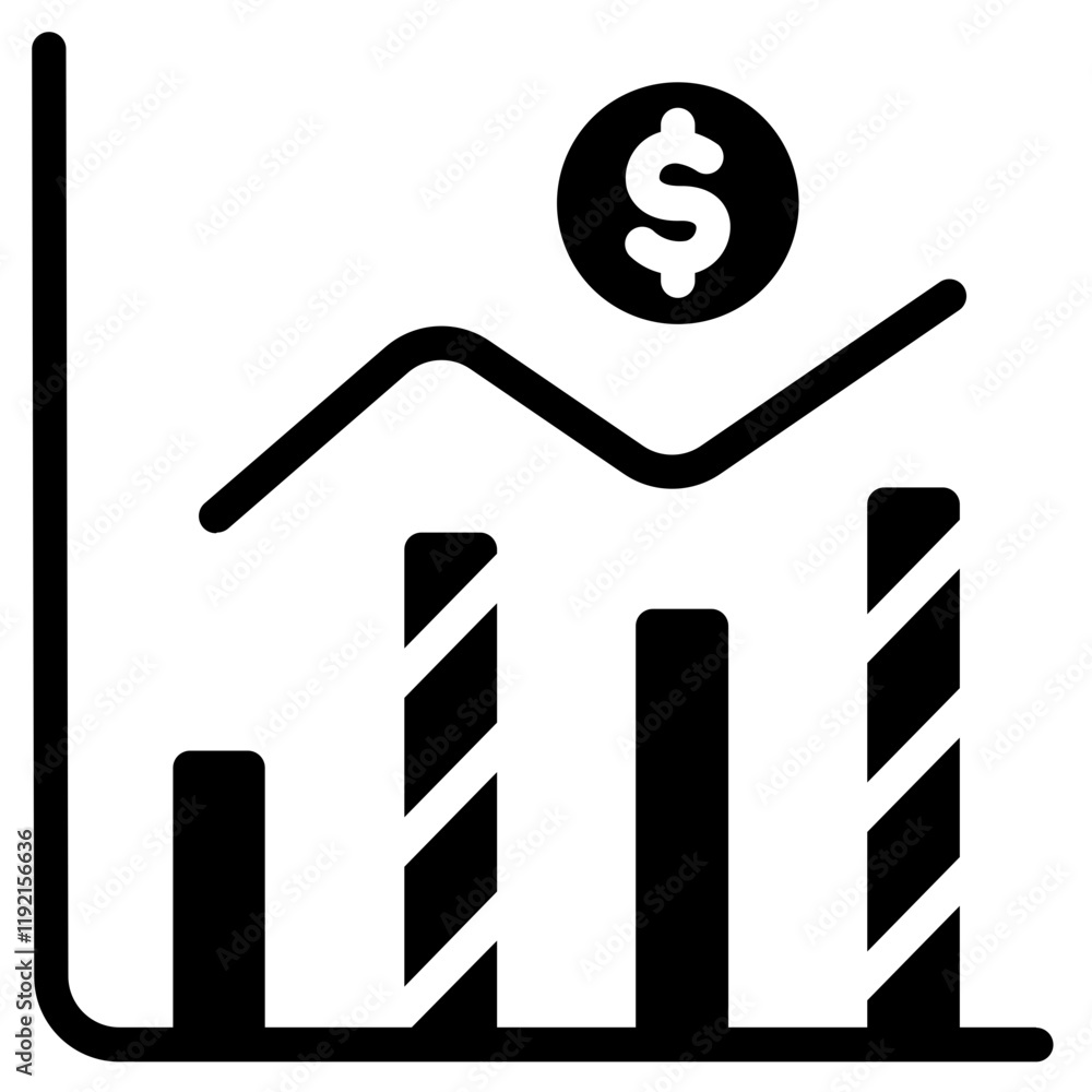 Wall mural Financial graph Solid Icon