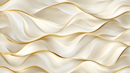 Fototapeta premium An abstract seamless pattern of shiny golden waves, blending smooth curves with reflective textures for a radiant and elegant background