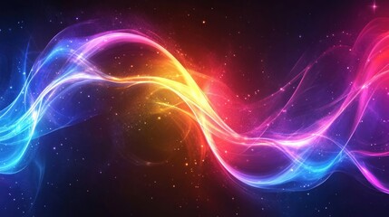 Fototapeta premium An artistic composition of wavy neon patterns with shiny gradients and vibrant colors, forming a stunning abstract background