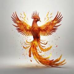 Obraz premium illustration of a red and yellow macaw illustration of an abstract bird heart with wings red and yellow bird red and yellow macaw bird of paradise 