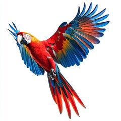 Fototapeta premium Scarlet Macaw in Flight: A Vibrant Display of Tropical Colors