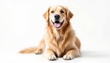 Golden Retriever Portrait: Joyful, Fluffy Canine in Studio Lighting