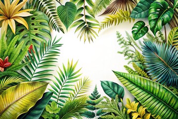 Decorative Cutting Cards: Lush Palm Fern Leaves, Bright Foliage Designs