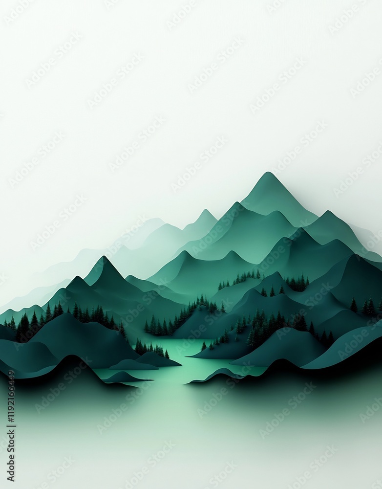Aufkleber captivating 3d visualization of a foreboding landscape with shimmering green geometric compositions 