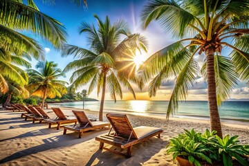 Fototapeta premium Luxury Tropical Beach Resort: Summer Vacation Paradise