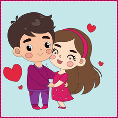 its is a love girl and boy with valentines day