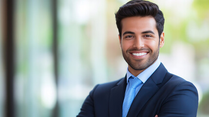 Fototapeta premium Charismatic businessman in suit with bright smile