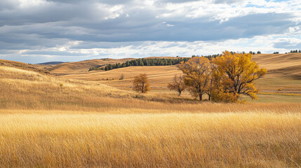 Autumn landscape serenity rolling hills nature photography golden fields peaceful viewpoint tranquil concept
