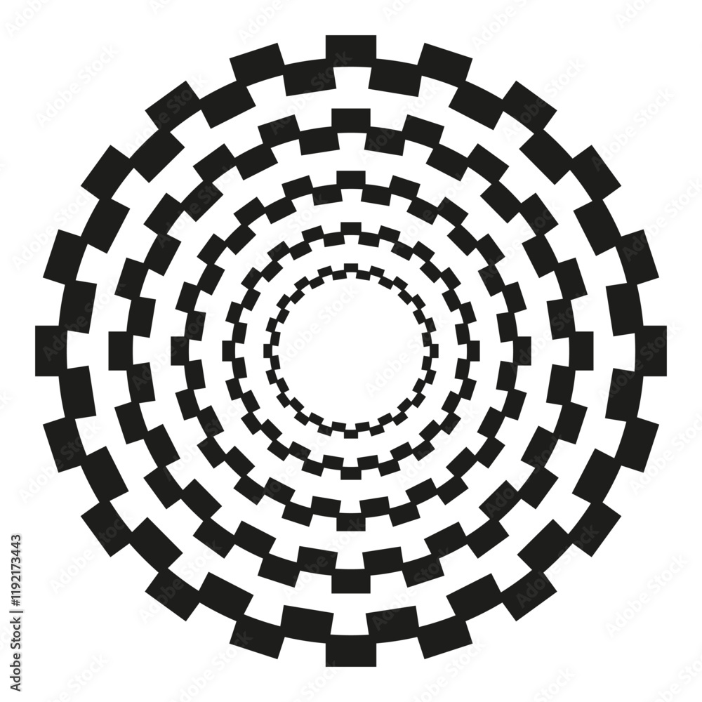 Poster checkerboard circle pattern. bold geometric design. black and white contrast. abstract vector shape.