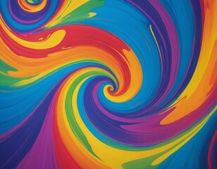 Obraz premium Vibrant Rainbow Swirl Abstract Painting: Colorful Vortex of Hues and Tones