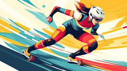 Speed Skating Athlete in Motion Dynamic Pose