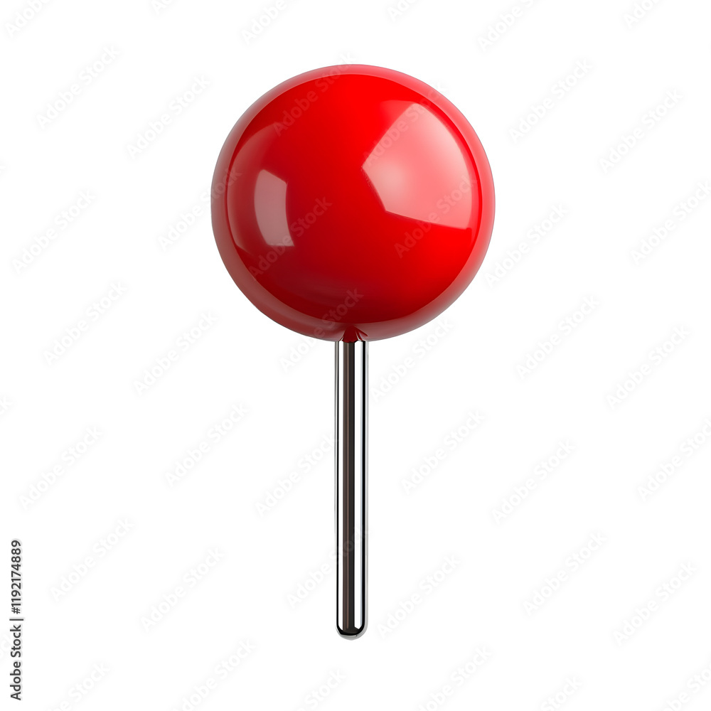 Poster red pin isolated on transparent background generative ai.
