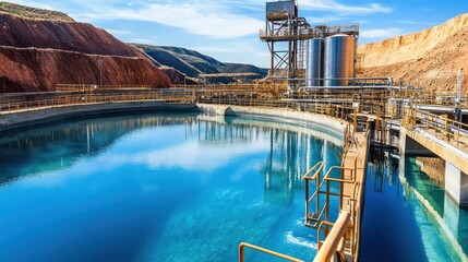 Modern Mining Water Treatment Facility in Arid Landscape