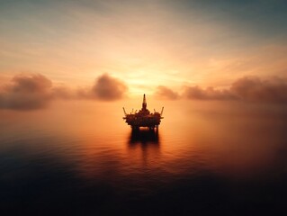 Offshore Crew Practicing Holistic Wellbeing Routines on an Idyllic Ocean Rig at Sunset