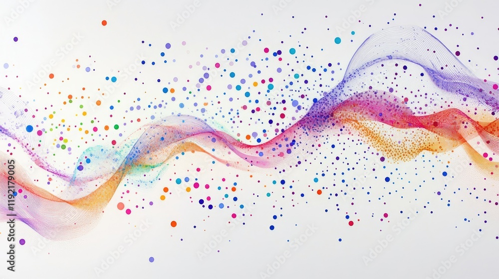 Poster abstract colorful wave patterns with vibrant dots creating an artistic background suitable for moder