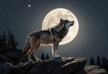 wolf howling at night