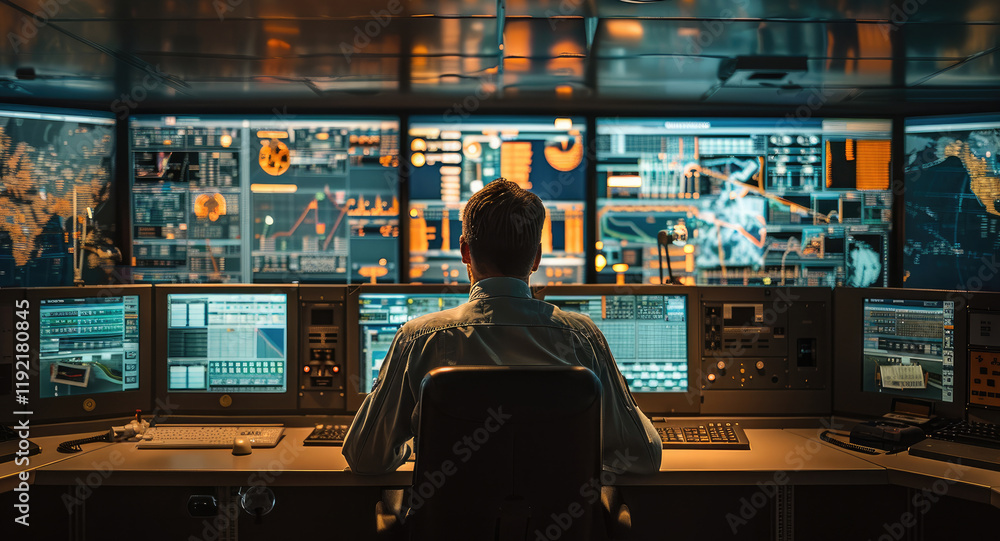 Poster Engineer working in command and Dispatch Control Center.