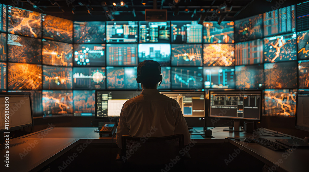 Poster Engineer working in command and Dispatch Control Center.