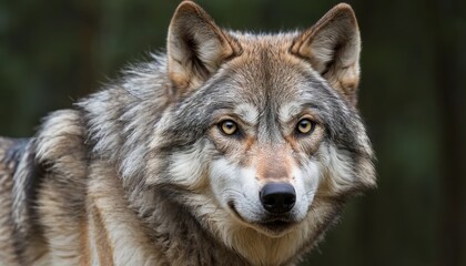 Obraz premium a captivating close-up portrait of a gray wolf with piercing eyes and a soft fur coat