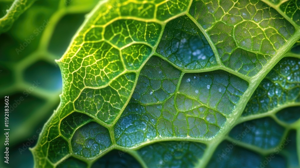 Aufkleber close-up view of intricate leaf structure showcasing delicate veins and texture in vibrant green sha