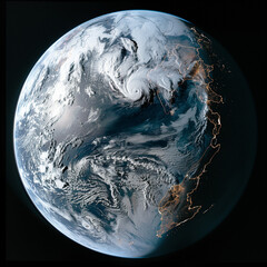 Satellite Capture of Earth's Breathtaking Dual Hemisphere Sunset and Daybreak.