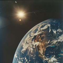 Earth's Dazzling Dichotomy: Day Meets Night in Satellite's Serene Space Snap.