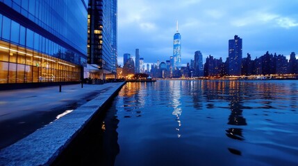 Fototapeta premium Twilight view of New York City