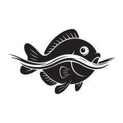 Print fish vector silhouette illustration .