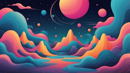 Vector background with a surreal aesthetic, blending dreamlike shapes and colors.