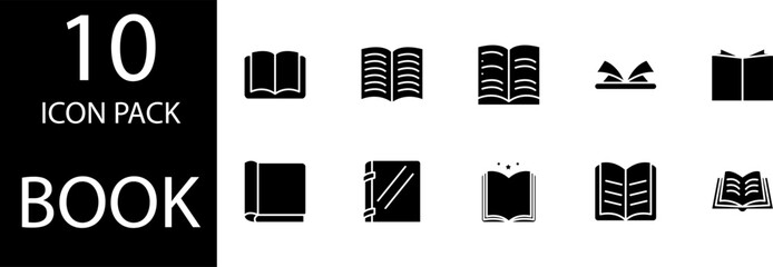 book glyph icon pack design