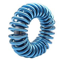 Abstract Blue Metal Coil: A 3D Rendered Image