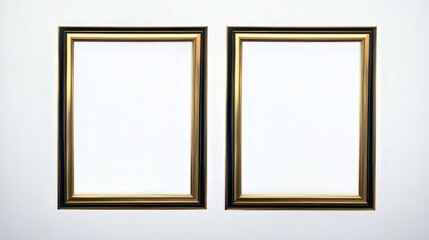 Gold frames, on a white background. Ideal for photographs, artwork or paintings, adding vintage luxury and elegance to any wall or gallery