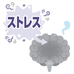ストレスを受けて元気がなくなる脳のイラスト