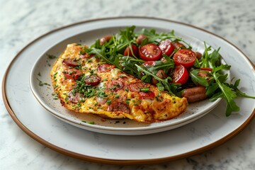 Delicious Breakfast Frittata with Sausage and Salad