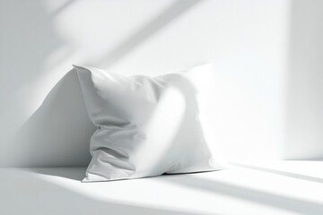 Serene White Pillow in Sunlight Minimalist Home Decor