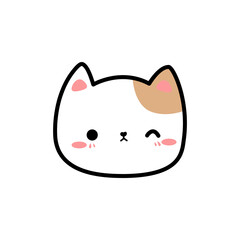 Cartoon shaped cute cat face character picture